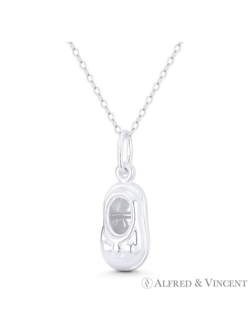 Baby Boot / Shoe 3D Motherhood Charm Pendant in .925 Sterling Silver